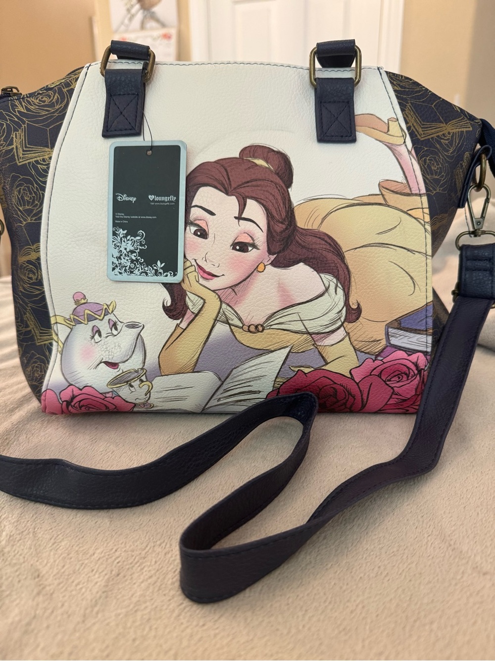 NWT Loungefly Disney Beauty and the Beast Belle Reading Satchel Crossbody Bag